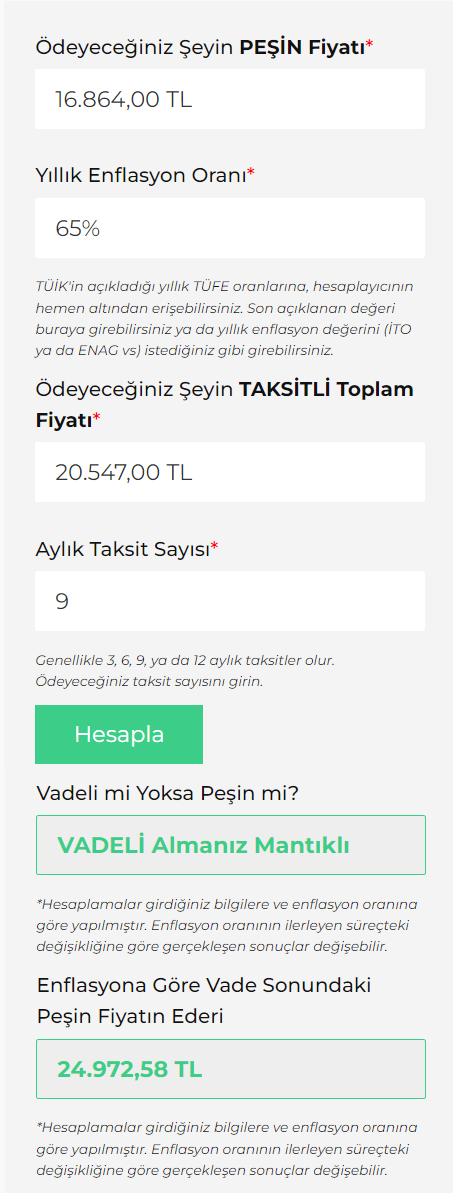 Vade Farklı mı Peşin Mi Ödeyeyim Hesaplayıcı